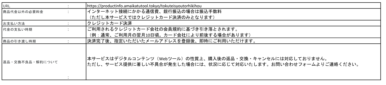特定商取引法に基づく表示2